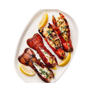 cooked lobster tail in a tray